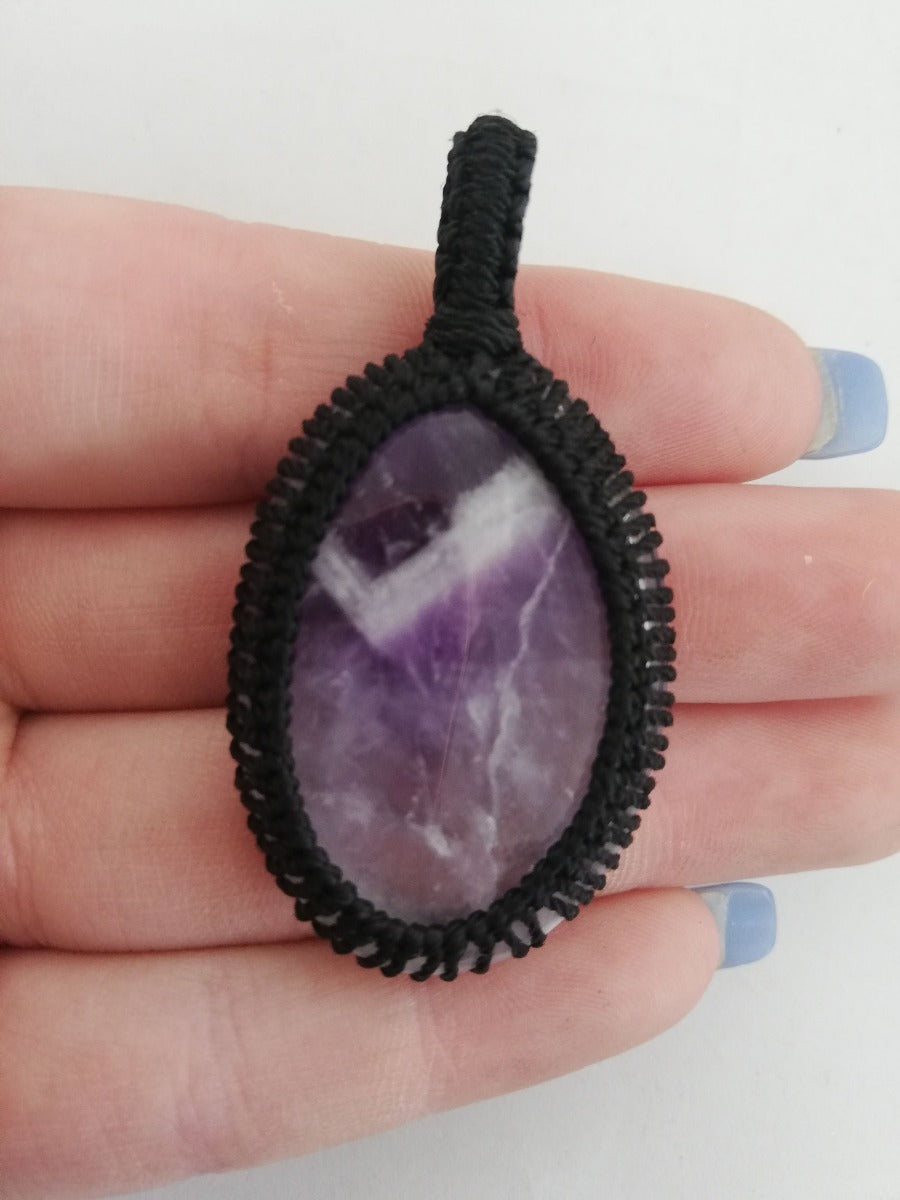 Macrame Pendant - Amethyst Macrame Pendant - Amethyst